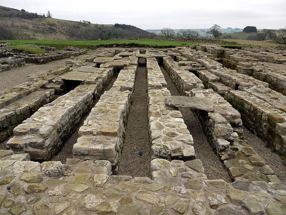 Stone foundations of the Roman granary at Vindolanda